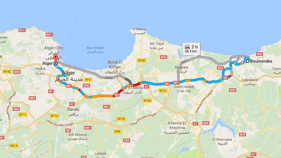 La circulation bloquée à l’entrée d’Alger (carte)