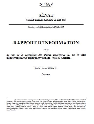 DOCUMENT. Téléchargez le rapport du Sénat français sur l’Algérie