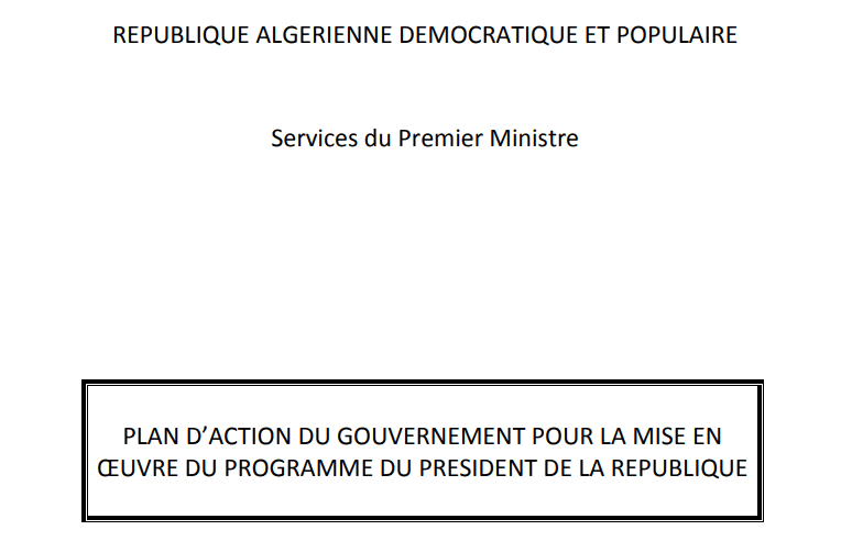 DOCUMENT. Le Plan d&rsquo;action du gouvernement Ouyahia