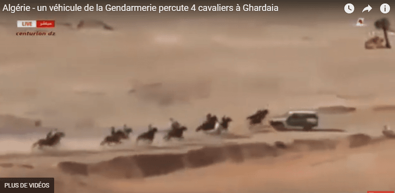 VIDÉO. Ghardaïa : des cavaliers percutent un véhicule de la gendarmerie