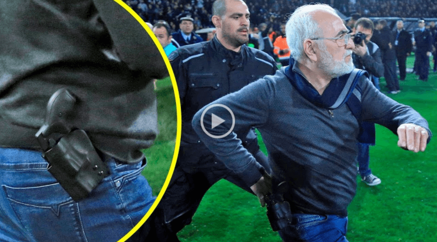 VIDÉO. Un président de club, arme à la ceinture, descend sur la pelouse, le Championnat de Grèce suspendu