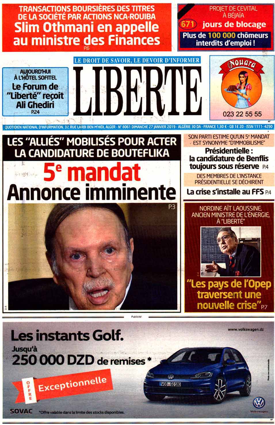 Revue de presse  Les Unes de vos journaux du dimanche 27 janvier — TSA