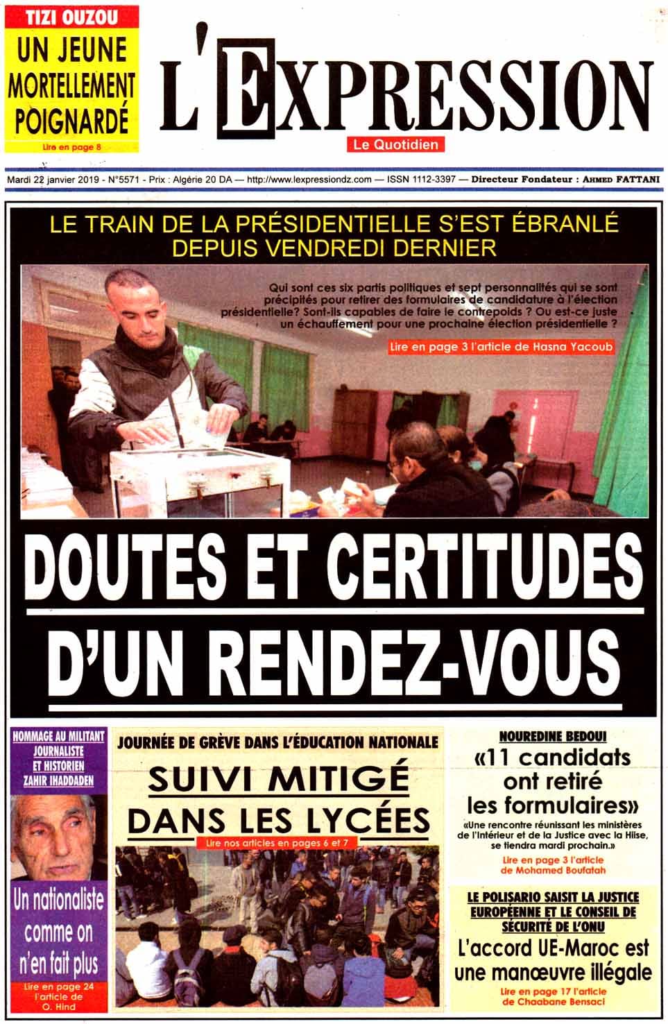 Revue de presse - Les Unes de vos journaux du mardi 22 janvier — TSA