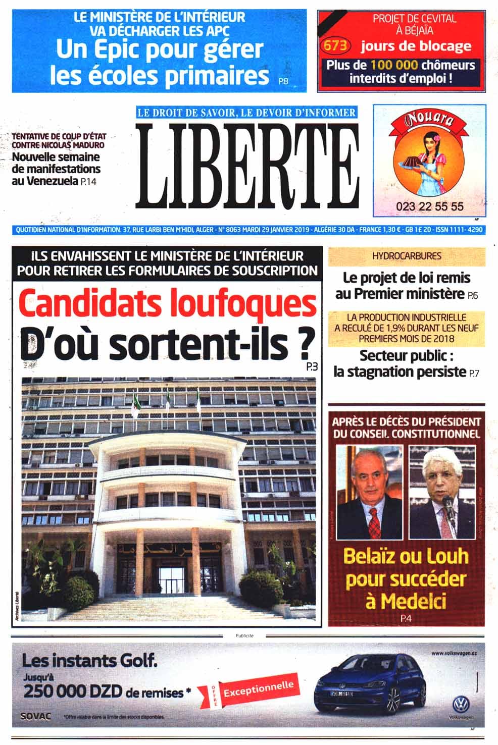 Le Journal Des Ecrivains De La Liberté Revue de presse - Les Unes de vos journaux du mardi 29 janvier — TSA