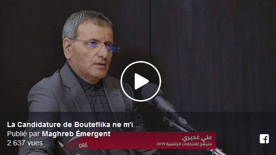 VIDÉO. Ali Ghediri : « La candidature de Bouteflika ne m’intéresse pas »