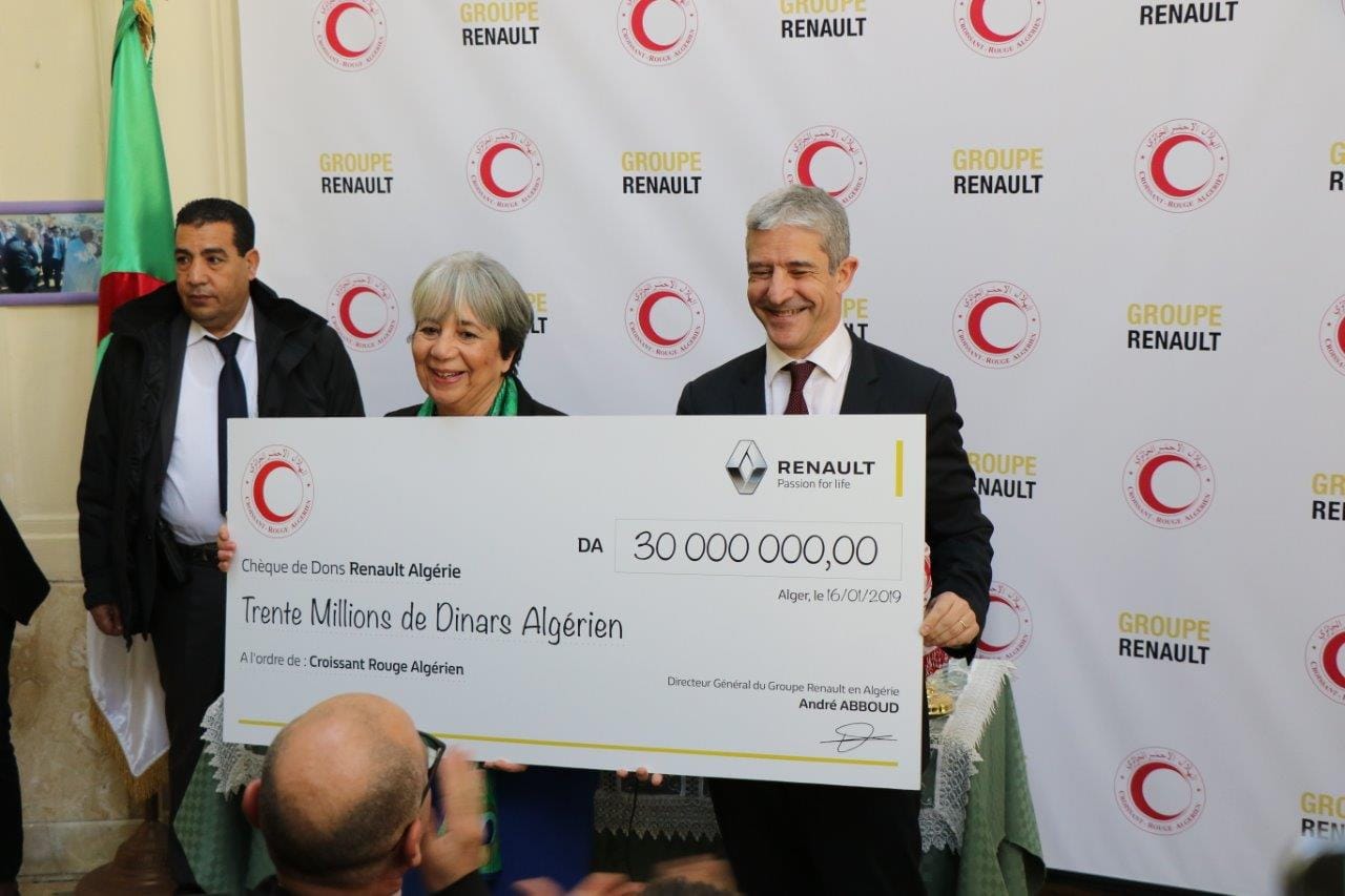 Grace à son programme TADAMOON, Renault Algérie a reversé 30 millions de Dinars au Croissant Rouge Algérien, au profit de ceux qui en ont besoin