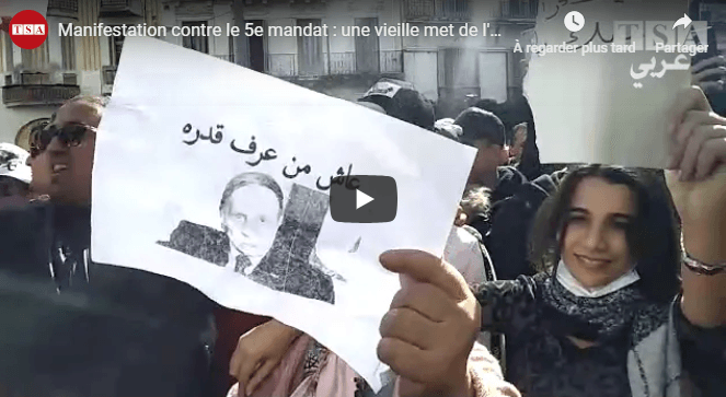 Manifestation contre le 5e mandat à Alger : une grand-mère met de l&rsquo;ambiance au milieu des jeunes