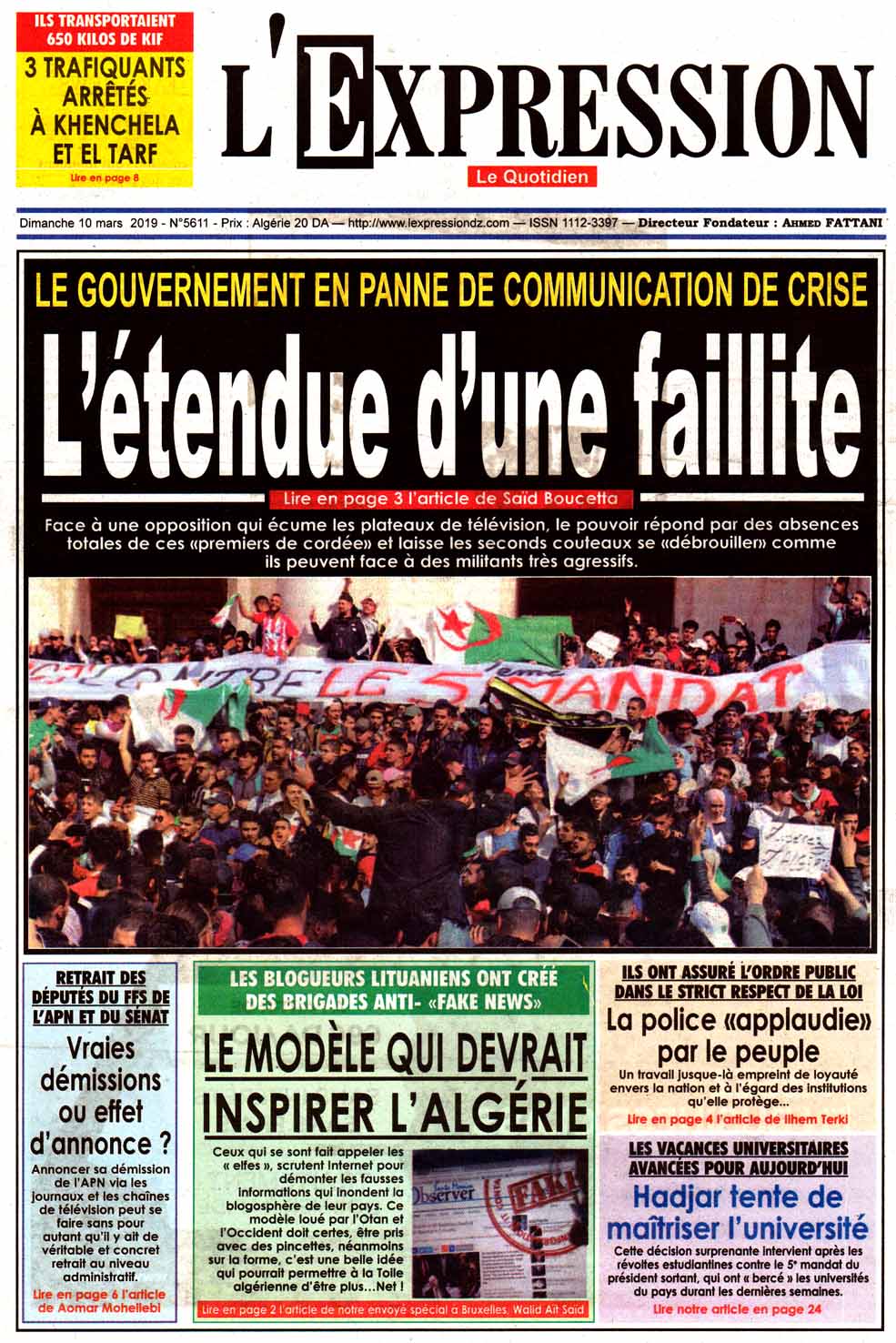Revue de presse  Les Unes de vos journaux du dimanche 10 mars — TSA