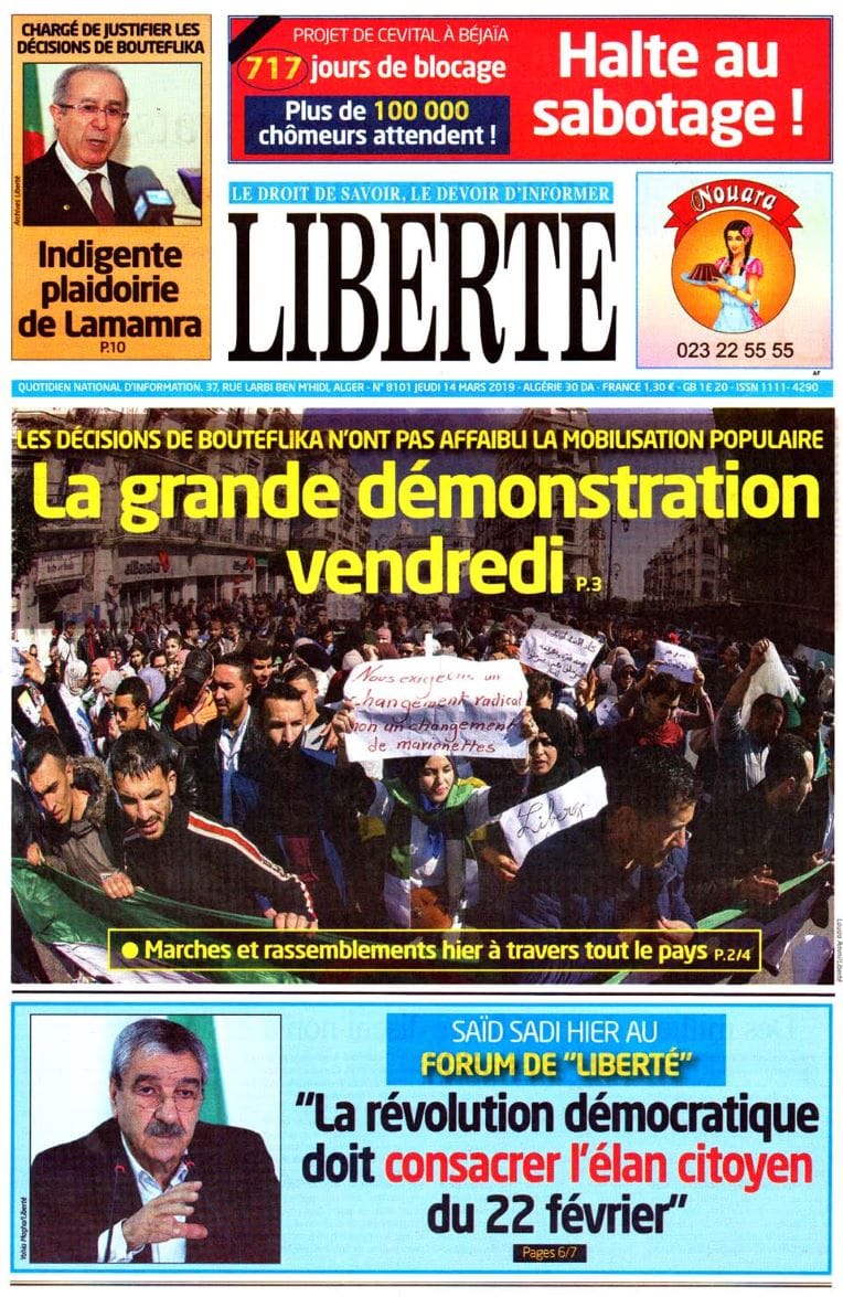 Le Journal Des Ecrivains De La Liberté Revue de presse - Les Unes de vos journaux du jeudi 14 mars — TSA