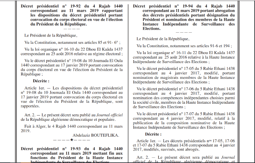 Report de la présidentielle : le décret publié — TSA