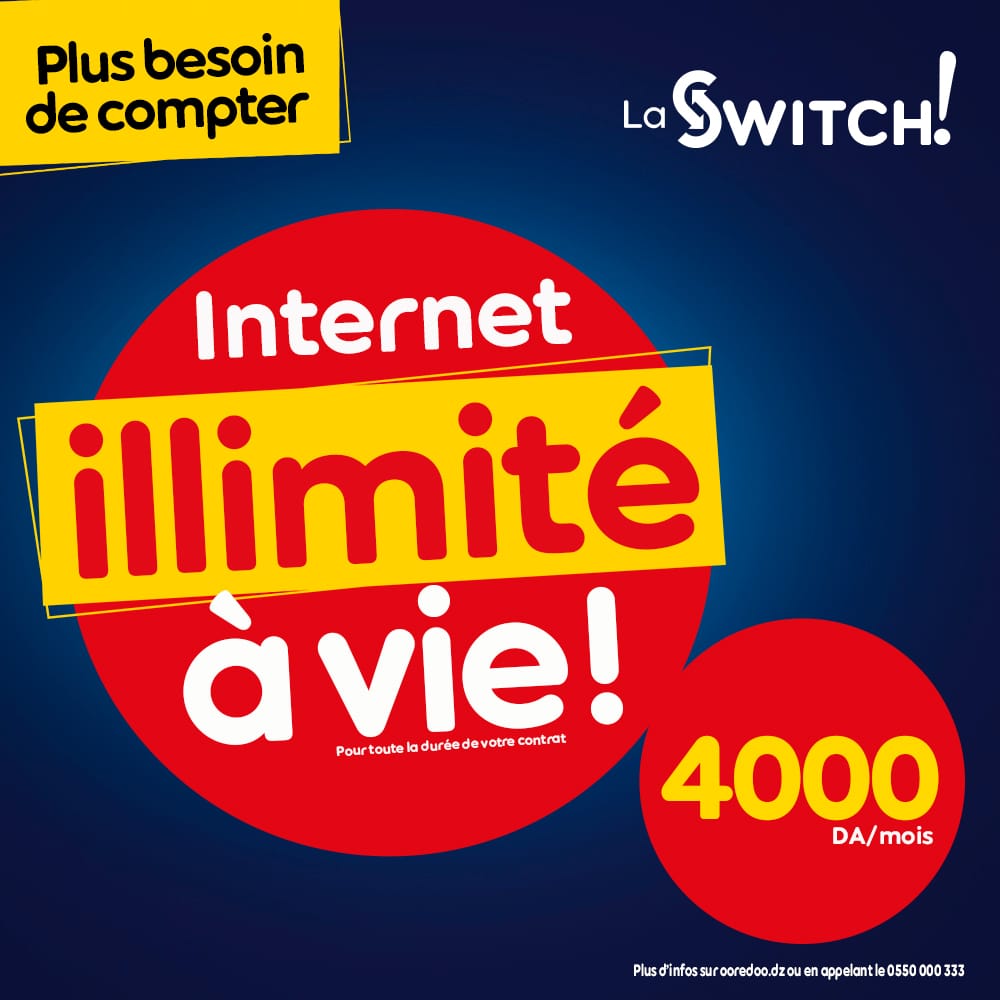 Nouvelle offre permanente La Switch de Ooredoo : Avec « La Switch »… l’Internet en illimité revient