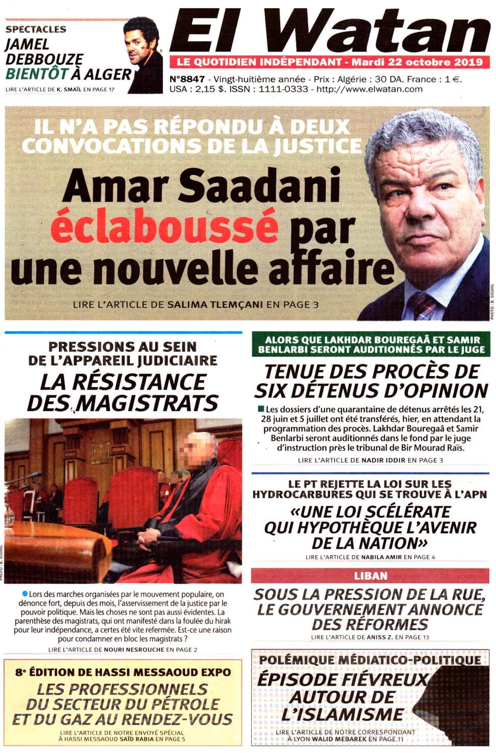 Le Journal El Watan De Ce Jour