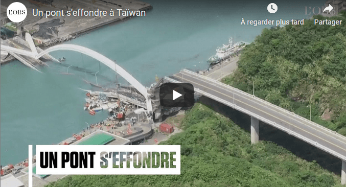 VIDÉO. Un pont s’effondre soudainement à Taiwan