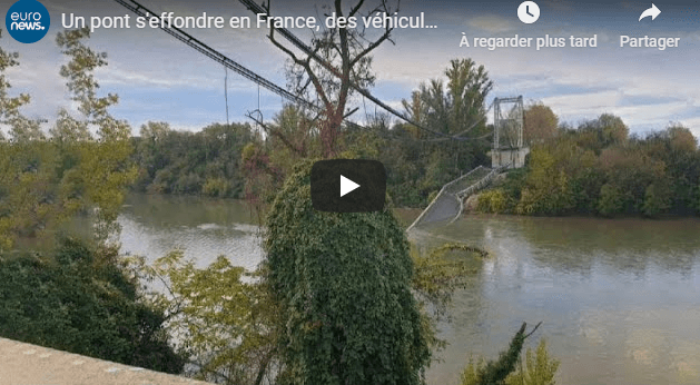 VIDÉO. Effondrement d’un pont suspendu en France, un mort
