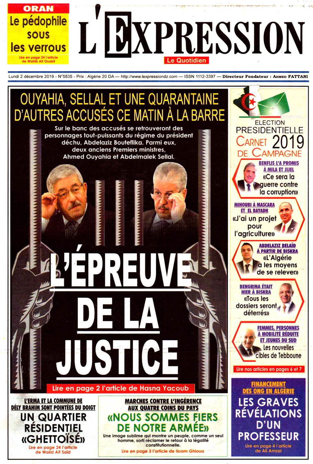 Revue de presse – Les Unes de vos journaux du lundi 2 décembre — TSA
