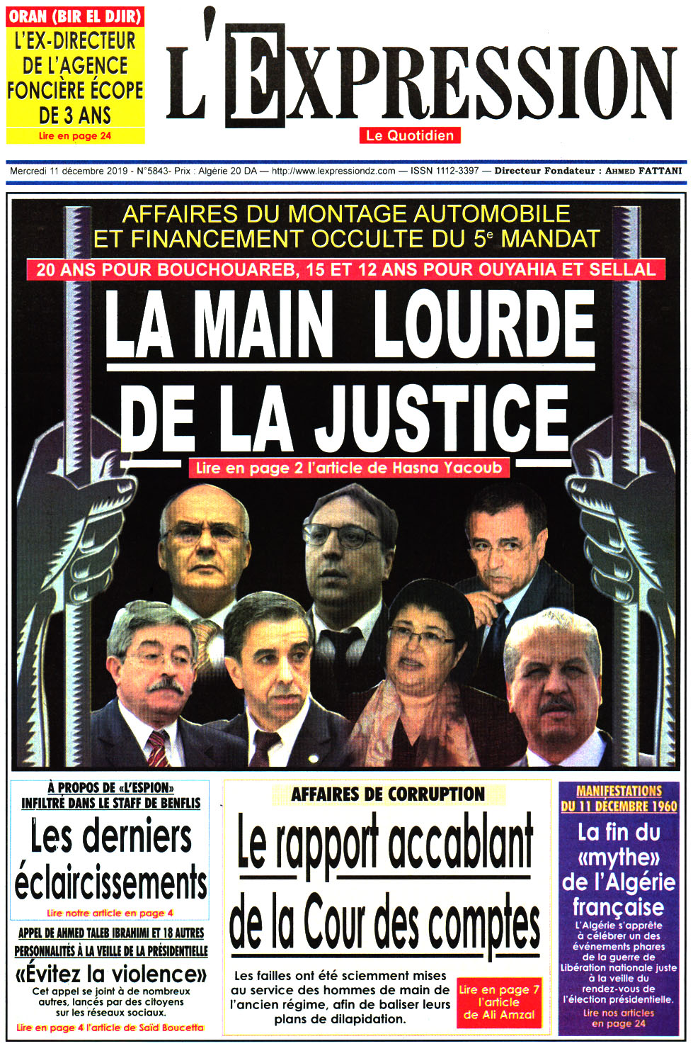 Revue de presse – Les Unes de vos journaux du mercredi 11 décembre — TSA