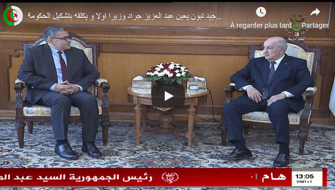 VIDÉO. Abdelaziz Djerad nommé Premier ministre par Tebboune