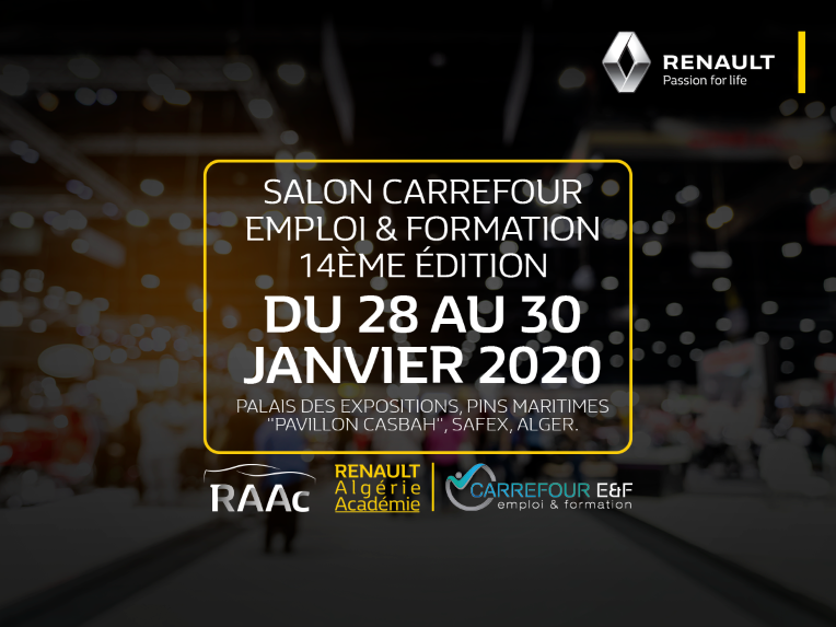 RENAULT ALGÉRIE ACADÉMIE participe à la 14e édition du Salon Carrefour Emploi & Formation du 28 janvier au 30 janvier
