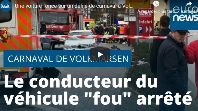 VIDÉO. Une voiture a foncé dans la foule en plein carnaval en Allemagne
