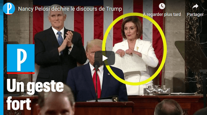 VIDÉO. Trump ne l&rsquo;a pas saluée, elle déchire son discours au Congrès