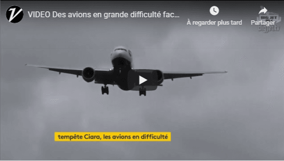 VIDÉO. Des avions en grande difficulté face à la tempête Ciara