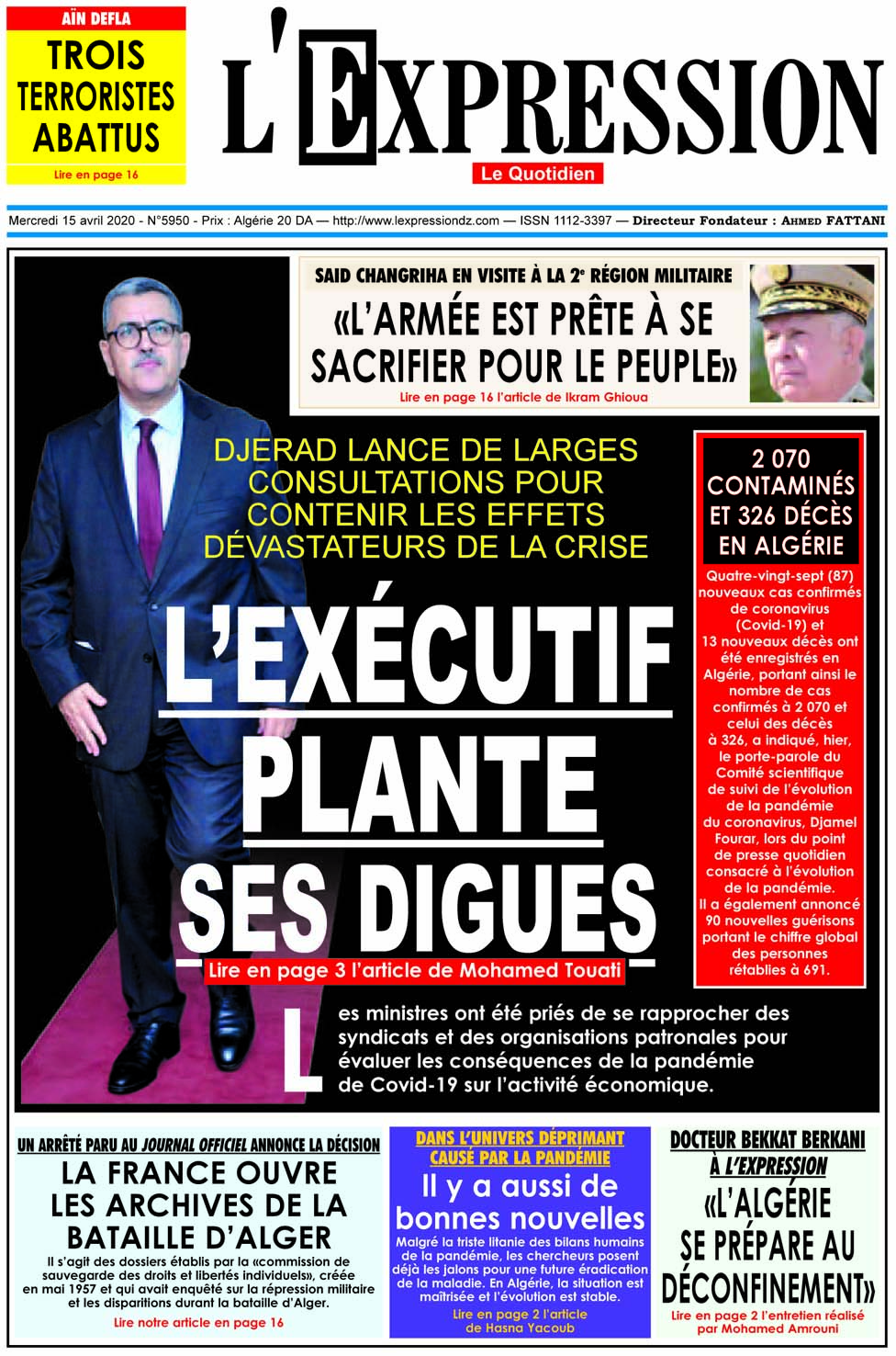 Revue de presse – Les Unes de vos journaux du mercredi 15 avril — TSA