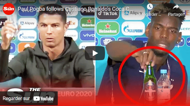 VIDÉO : Pogba écarte une bière, Ronaldo 2 bouteilles de Coca-cola