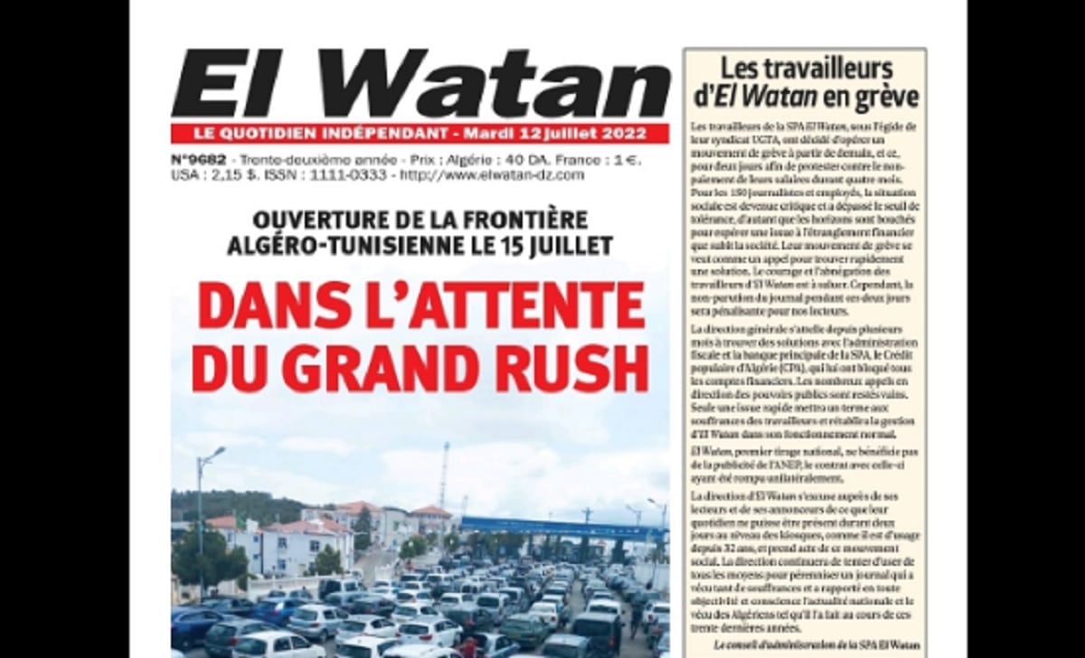 Presse : les travailleurs du quotidien El Watan en grève
