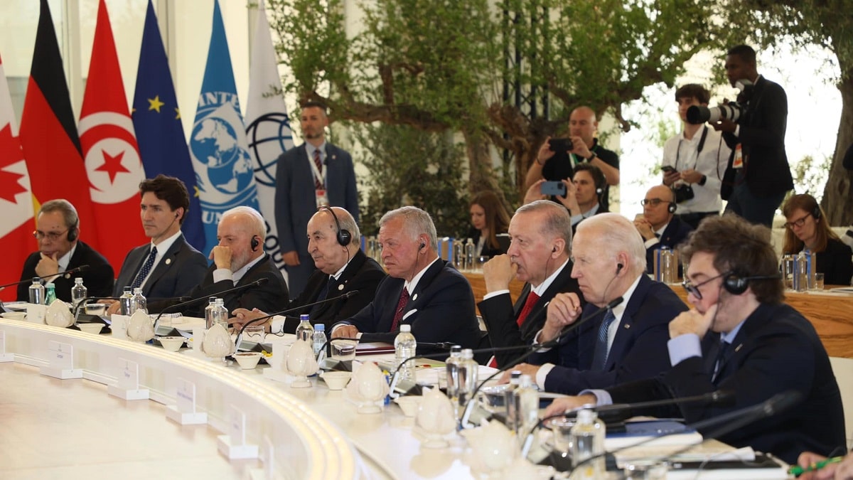 Au sommet du G7, Tebboune échange avec Mohamed Ben Zayed, Biden, Macron..