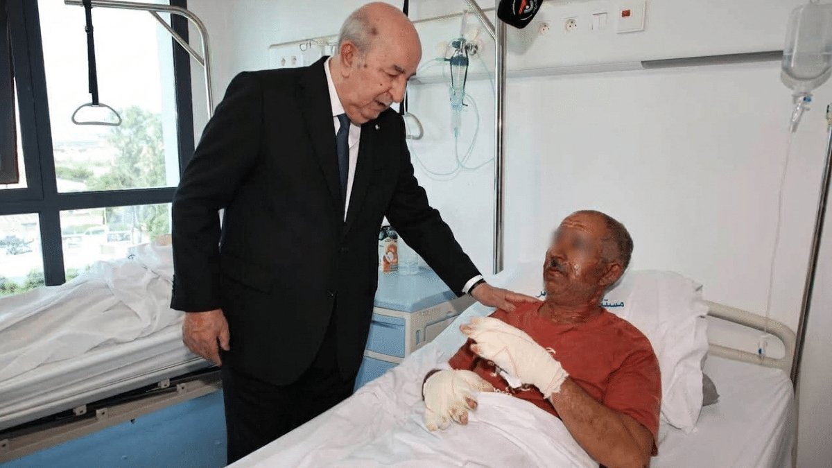 Incendies : à l’hôpital des grands brûlés de Zéralda, Tebboune échange avec les blessés
