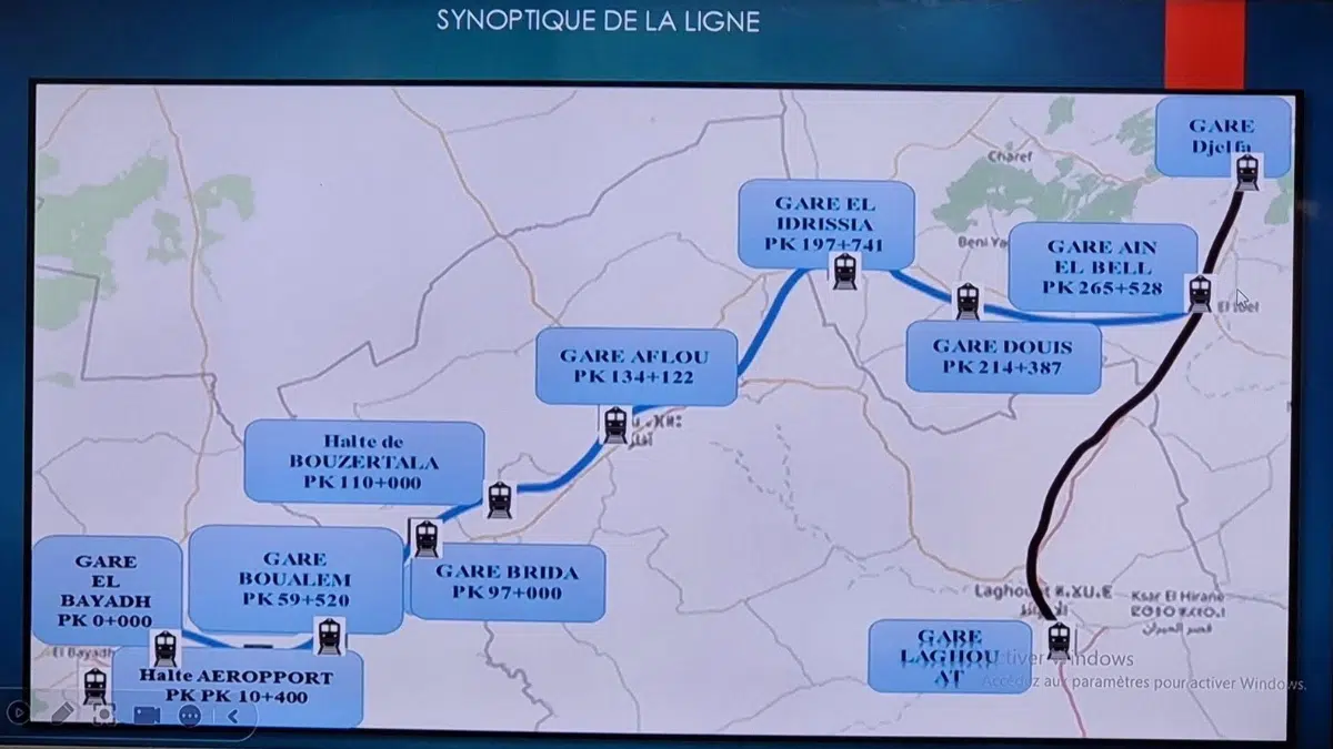 Algérie : le tracé d&rsquo;une nouvelle ligne ferroviaire de 265 km à 220 km/h dévoilé